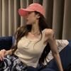 Camisola Capa Interior para Mujer Verano Silueta Adelgazante Nuevo Estilo Dulce y Picante Ropa Exterior Corta Europea y Americana Cuello U Top Racer