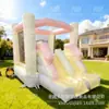 Castillo Inflable Infantil para Exterior Tema Boda Macaron Trampolín Blanco Casa de Juguete Inflable