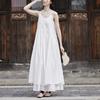 26 Vestido de Verão Estilo Escuro Lembrança Feito à Mão com Alça Flare de Camada Dupla com Patchwork de Folha de Salgueiro Vestido Emagrecedor para Fotografia de Viagem