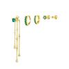 Brincos de Corrente com Borla de Flor da Moda Transfronteiriça Europeia e Americana Design de Luxo Acessível 18K Conjunto de Brincos de Zircônio Verde Brincos para Mulheres