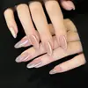 HYX Unhas Usáveis Estilo Desejo Puro Feitas à Mão Manicure Francesa Longa Olho de Gato Pontas de Unha Produto Acabado Destacável