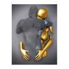 Figura de Metal Criativa Escultura Abraçando Moldura Pendurar Poster Pintura Decoração de Parede de Fundo de Sofá Moderno Núcleo de Pintura em Tela