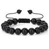 Explosiones transfronterizas Pulsera de obsidiana de imitación para hombre Pulsera de ágata negra de imitación Pulsera de cuentas al por mayor