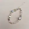 Cordón Azul de Verano para Teléfono Móvil Ins Cadena con Corazón Pequeño Fresco de Playa Colgante de Cámara Cuentas Cortas Decorativas D