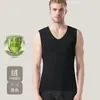 Camiseta Térmica de Fleece Sem Costura Masculina para Outono Inverno, Quente, Sem Mangas, Camada Base