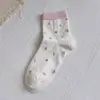 Calcetines Florales Dulces para Mujer, Malla Fina Transpirable Anti-Olor para Primavera y Verano, Calcetines Holgados, Estilo Ballet Japonés, Sin Costuras, a Media Pantorrilla