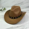 Chapéu Coco Feltro Chapéu de Feltro Nova Personalidade Chapéu de Cowboy Ocidental com Aba Curvada Chapéu Jazz Retrô Estilo Étnico de Xizang Chapéu de Lã