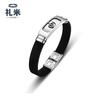 Pulseira masculina de silicone e aço inoxidável joias atacado pulseira estrela hexagonal personalizada fornecimento transfronteiriço