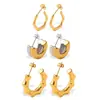 Pendientes Estéreo Transfronterizos Europeos y Americanos para Mujer Exquisitos Acero Inoxidable Chapado en Oro de 18K Pendientes Geométricos de Tendencia Muy Vendidos para Mujer