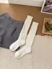 Calcetines de invierno de malla hueca color beige estilo miu, imitación cachemir para pantorrilla, calcetines holgados estilo japonés con retazos, calcetines largos para mujer