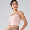Sujetador Deportivo Sexy de Malla de Dos Piezas Falsas para Mujer con Almohadilla Fija en el Pecho Ropa de Yoga Verano Malla Ropa Exterior Chaleco para Correr Fitness