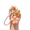 Creativo durazno fruta flor fresa resina llave cadena de llaves de coche bolsa colgante de bolsa regalo pequeño venta al por mayor