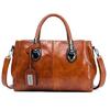 Bolso Boston Retro Grande de Cuero Aceitado con Cera Transfronterizo 2024 Europeo y Americano, Bolso Grande de Moda de Cuero Suave para Hombro Cruzado