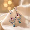 Brincos de Franja Gota d'Água com Strass Estilo Vintage Europeu e Americano Studs de Orelha de Luxo Leve de Alta Qualidade Acessórios de Brinco Exagerados da Moda para Mulheres