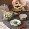 Prato Criativo de Pétalas Cerâmica Grossa Formato de Flor Estilo Retrô Prato Cerâmico Japonês Tamanho Pequeno Comercial Prato para Chá e Lanches Prato para Frutas Secas