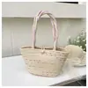 Bolso Tejido de Cesta de Verduras Transfronterizo para Mujer 2025 Nueva Moda Bolso de Hombro para Vacaciones en la Playa Bolso de Mano con Bufanda de Seda bajo el Brazo