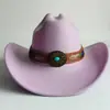 Sombrero Vaquero de Estilo Étnico Nuevo Transfronterizo, Sombrero de Fieltro Otoño e Invierno para Hombres y Mujeres, Sombrero Vaquero de Ala Ancha Turquesa