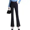 Pantalones microacampanados para mujer primavera y otoño 2022 nuevos ajustados de nueve cuartos elásticos talla grande pantalones casuales negros para niños
