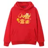 Moletom Vermelho Ano do Cavalo para Homens com Capuz, Texto Personalizado de Ano Novo, Jaqueta Tendência Estilo Chinês de Manga Longa