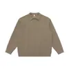 Yidao Roupas Vintage 2026 Outono Novo Retrô Japonês Simples Cor Sólida Texturizado Caimento Solto Gola Polo Pulôver Moletom