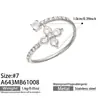 Anillo Set Geométrico Día Corazón Incrustado con Circonita Acero Inoxidable Chapado en Oro de 18k Europeo Americano Lujo Ligero Sensación de Alta Gama Joyería Anillos para Mujeres