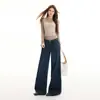 Jeans Retrô Americano Laranja Juvenil de Cintura Baixa e Perna Larga para Mulheres, Caimento Solto, Emagrecedor, Valoriza a Silhueta, Fluido, Calça Reta Fashion e Versátil