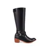 Zapatos de Mujer de Comercio Exterior 2026 Nuevo Estilo Europeo y Americano de Comercio Exterior Hebilla Cremallera Lateral Botas Largas de Moda Punta Fina Tacón Grueso Tallas Grandes