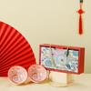 Flor Regalo Estilo Japonés Hongfu Juego de Tazones de Cerámica Tazón Creativo Regalo Souvenir de Evento Juego de Vajilla Caja de Regalo para Tazón Porcelana Blanca