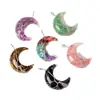Cristal Natural Cascalho Colorido Árvore da Vida Lunar Pingente de Seda Enrolamento Manual Pedra de Energia Colar Pingente de Joia