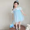 Vestido de princesa Elsa para niñas. Vestido infantil para verano 2026, nuevo y elegante vestido de Elsa para niñas pequeñas