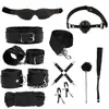 Set de cuero y felpa SM de diez piezas para bondage y restricción, juguetes alternativos para adultos y suministro de productos sexuales