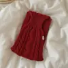 Exportado a Corea del Sur: Bufanda de invierno 100% lana para mujer, con un diseño trenzado retro, punto cruz versátil y un estilo corto y cálido