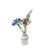 Flores artificiais de vidro Zibo, ornamentos de flores eternas de vidro, pequenos buquês, flores mensais, vasos, arranjos florais, decorações de mesa, transfronteiriço