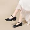 Zapatos de una sola capa calados para mujer Primavera y Verano 2025 Mocasines Artísticos Retro de una tira con Boca poco profunda Mocasines Punta redonda Flor Zapatos Mary Jane para mujer