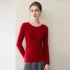 Novedad Otoño/Invierno 2026 100% Cachemir Tejido de una pieza Cuello redondo Manga larga Corte ajustado Jersey de cachemir favorecedor
