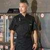 Roupas de Trabalho de Chef de Verão Masculinas de Manga Curta Roupas de Chef Bolo Branco Hotel Cantina Roupas de Catering Cozinha dos Fundos Roupas de Verão