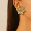 Estilo Ins Design Vazado Textura Fashionável Brincos de Camélia Europeus e Americanos Transfronteiriços Populares Brincos Florais Estéreo Brincos