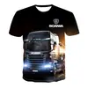 Exportação Transfronteiriça Venda Quente Verão Novo Caminhão Pesado Masculino Esportivo Manga Curta Impressão 3D Pulôver Casual Moda Camiseta