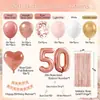 O Conjunto de Balões Mais Vendido da Amazon para 50º Aniversário, Cor Rose Gold, Cortina de Chuva de Folha de Alumínio em Formato de Coração, Decoração de Fundo para Fotos