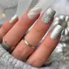 24 piezas de uñas postizas con temática navideña, con un diseño de copo de nieve francés verde, para una fácil aplicación y un look moderno, adecuadas tanto para el mercado europeo como para el americano