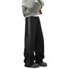 Calça Masculina Grossa com Listras, Forrada com Lã Sintética Suede, Casual Americano High Street de Inverno, Solta, Perna Larga, Engrossada e Quente