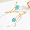 Novo Bracelete Aberto Oval Turquesa Luxo Leve Nicho High-End Anel de Braço Personalidade Europeia e Americana Exagerado Joia de Mão