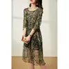 Vestido de Seda Floral Estilo Francês Roupas Femininas 2026 Verão Novo Emagrecedor Floral Comprimento Médio Seda de Amora Vestido Fada