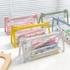 Bolsa de Armazenamento Transparente Colorida, Bolsa de Cosméticos Simples Ins Coração de Menina, Bolsa de Papelaria de Armazenamento de Mesa de Aparência Sofisticada, Estojo