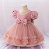 Vestido de Bebé Amazon para Bebé de un Año Mangas Abullonadas Lazo Malla Falda de Pastel Niña Vestido de Show para Lavar