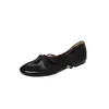 Zapatos Mary Jane de piel de vaca de primera capa para mujer, zapatos planos, nuevo modelo de otoño, piel genuina, punta redonda, correa, zapatos de un solo color de corte bajo, talla de zapato de mujer 40