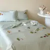 Conjunto de Colcha Bordada de Verão 100S Tencel Quatro Peças Lyocell Bordado de Borboleta Colcha de Ar Condicionado Colcha Refrescante de Verão com Frescor de Sorvete