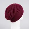 Chapéu de tricô feminino liso para outono e inverno, quente e elástico, chapéu tipo gorro feminino estilo europeu e americano, chapéu de tricô para atacado transfronteiriço