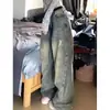 Jeans de pierna ancha de diseño americano de calle principal para mujer, pantalones rectos holgados adelgazantes de cintura alta retro para primavera y otoño