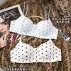 Sujetador Push-Up para Mujer con Lunares, Escote Bajo, Tirantes Finos, Copas Redondas, Sin Costuras, Espalda Bonita, Pedrería Brillante, Cuello Halter, Ropa Interior Invisible para Pechos Pequeños